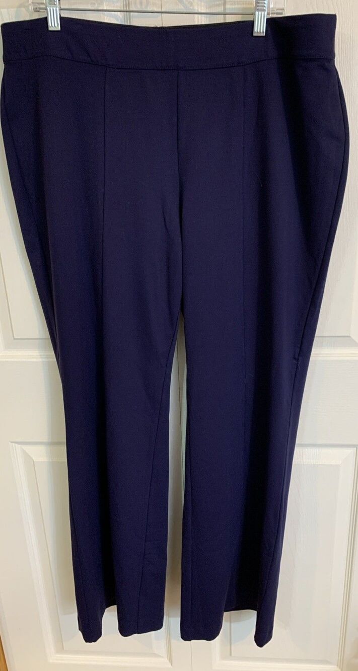 Lane Bryant Plus 20 Navy Blue Dress Pants Pointe Flare High Rise - Picture 2 of 8